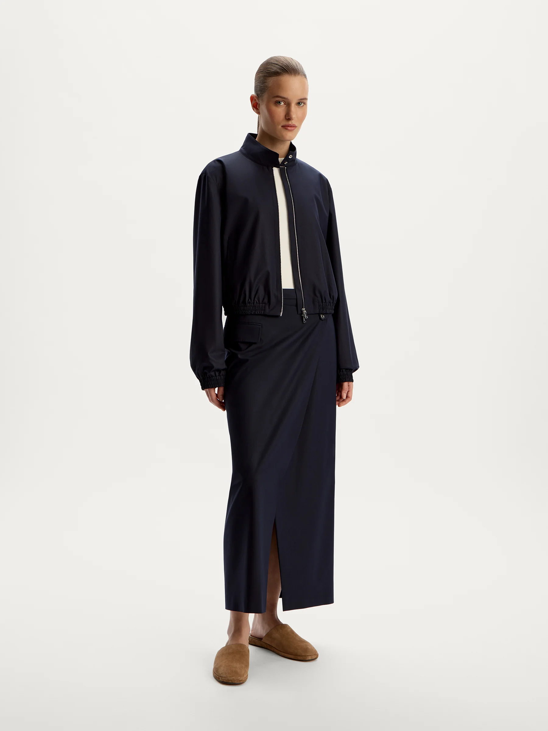 Asymmetric midi skirt