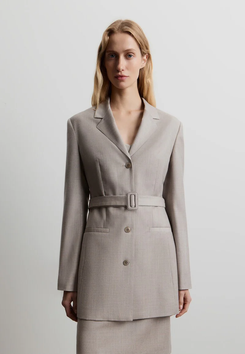 Belted wool blazer