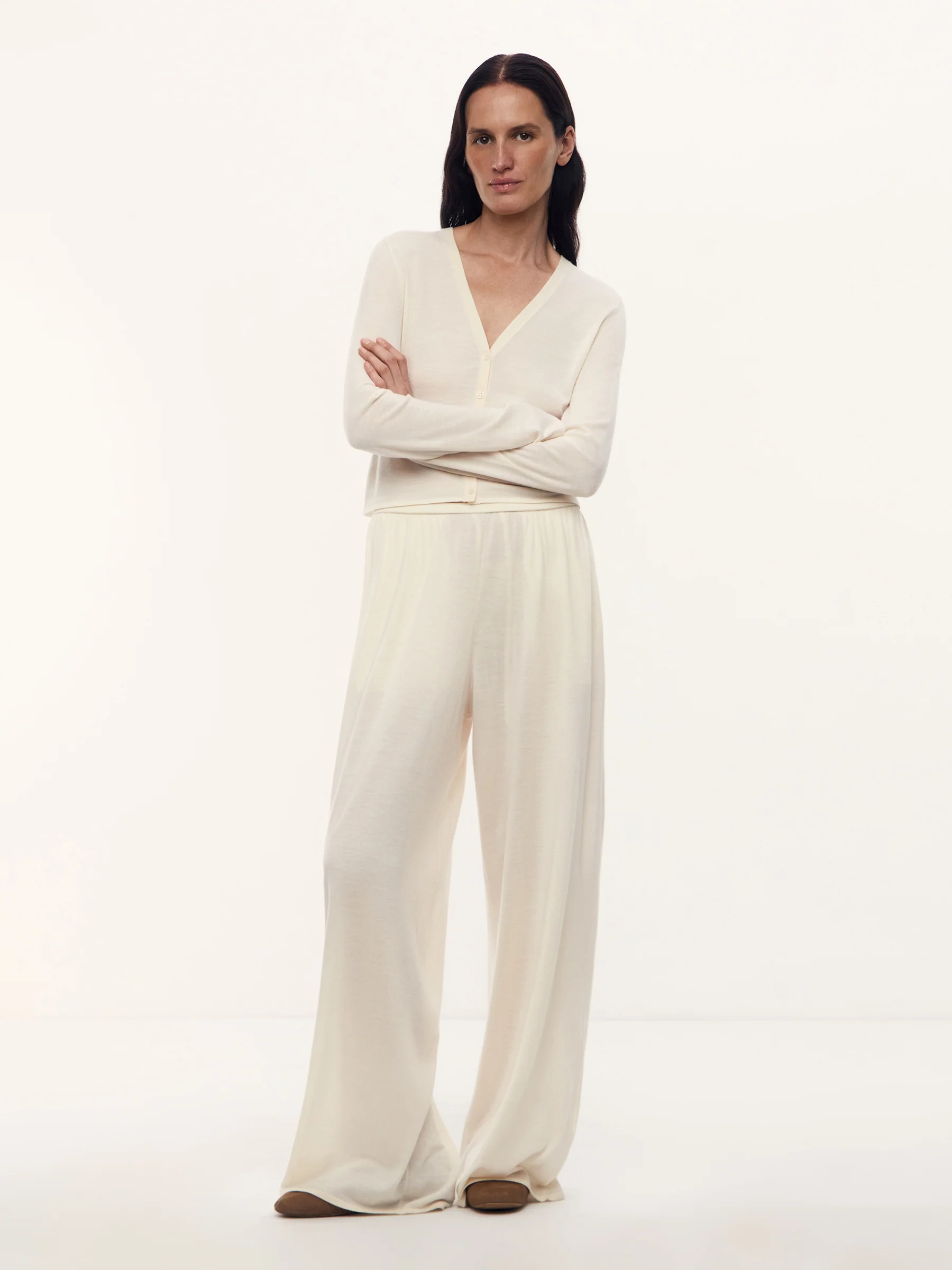 Camelia merino-silk trousers