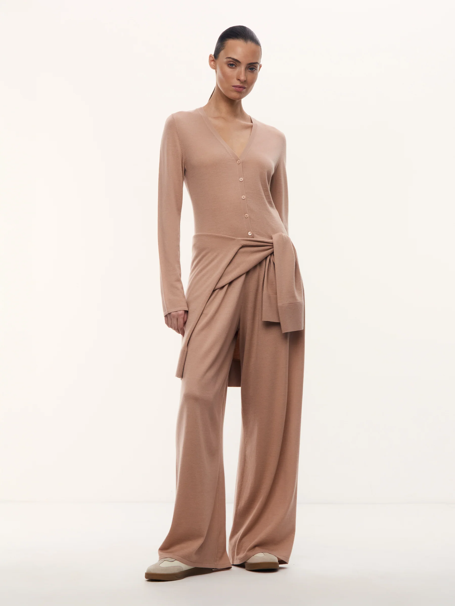 Camelia merino-silk trousers