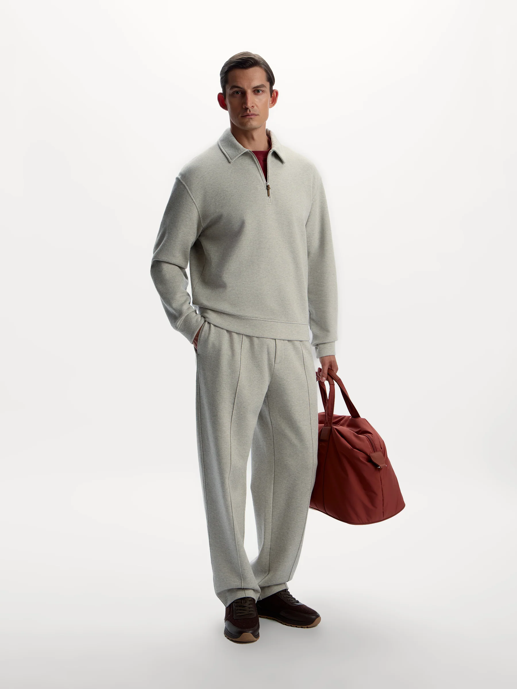 Cotton-wool-viscose polo sweatshirt - Image 2