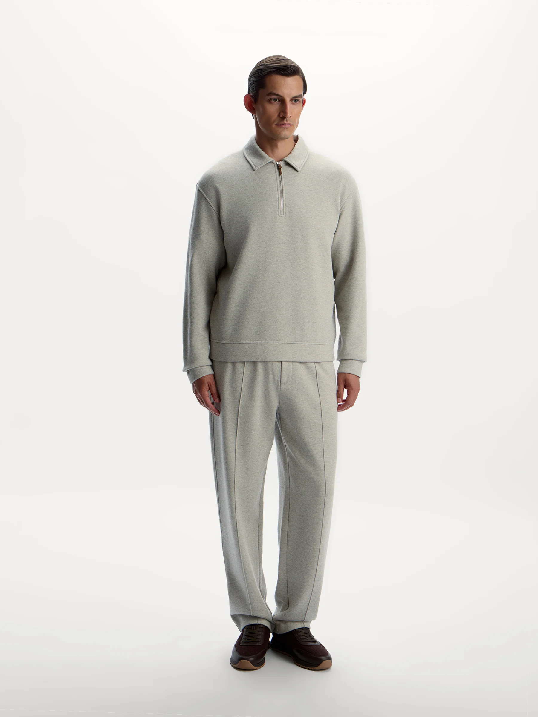 Cotton-wool-viscose polo sweatshirt - Image 3