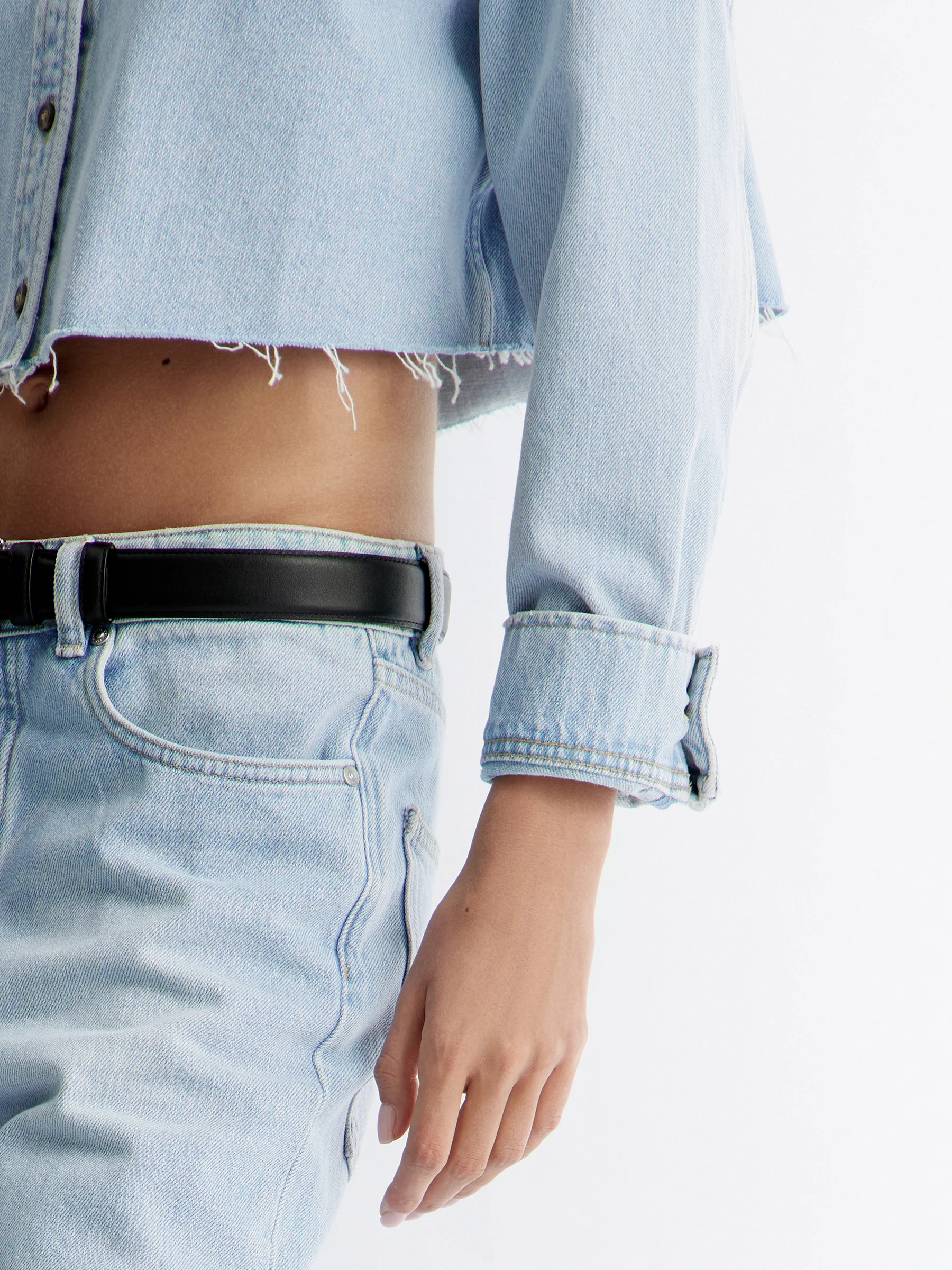 Cropped denim shirt - Image 5