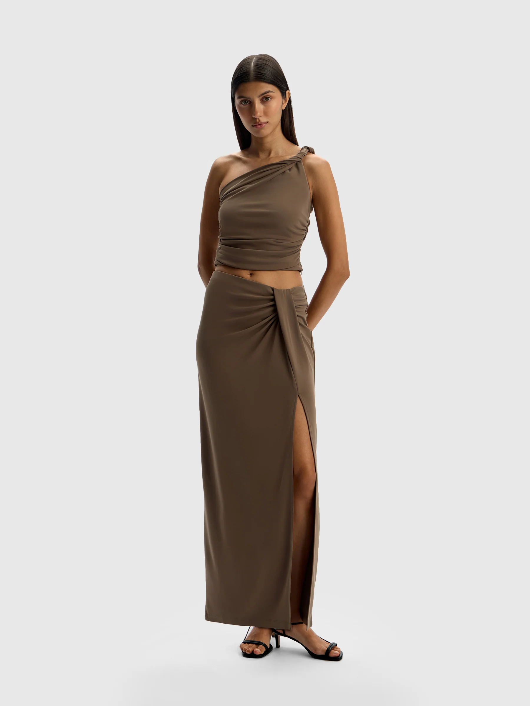 Draped crepe skirt