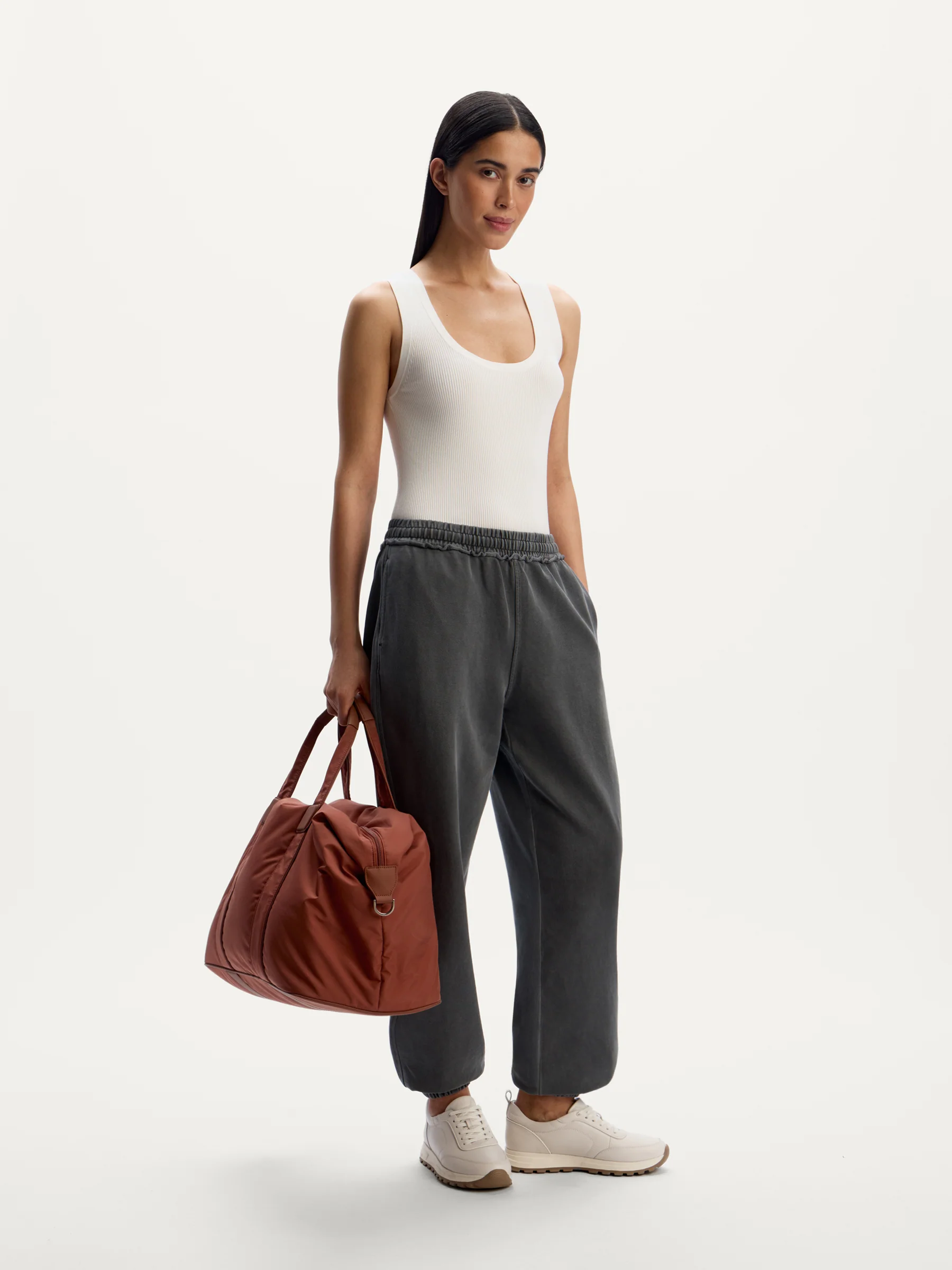 Garment-dyed terry trousers