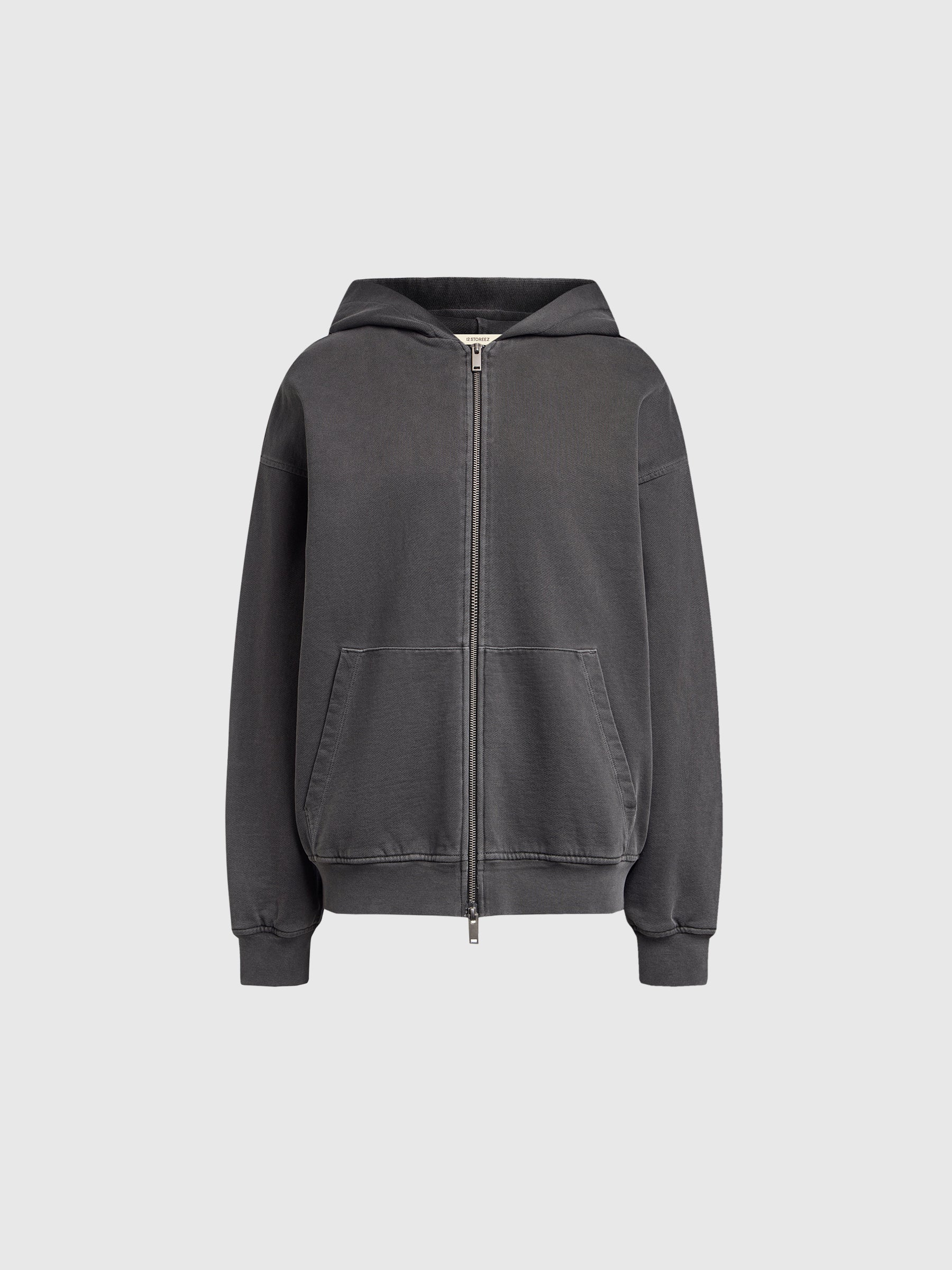 Garment-dyed terry zip hoodie - Image 6