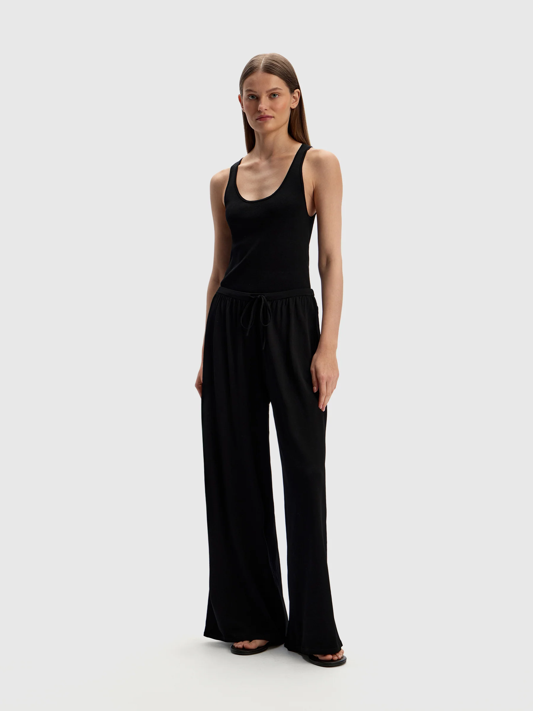 Knit wide leg trousers