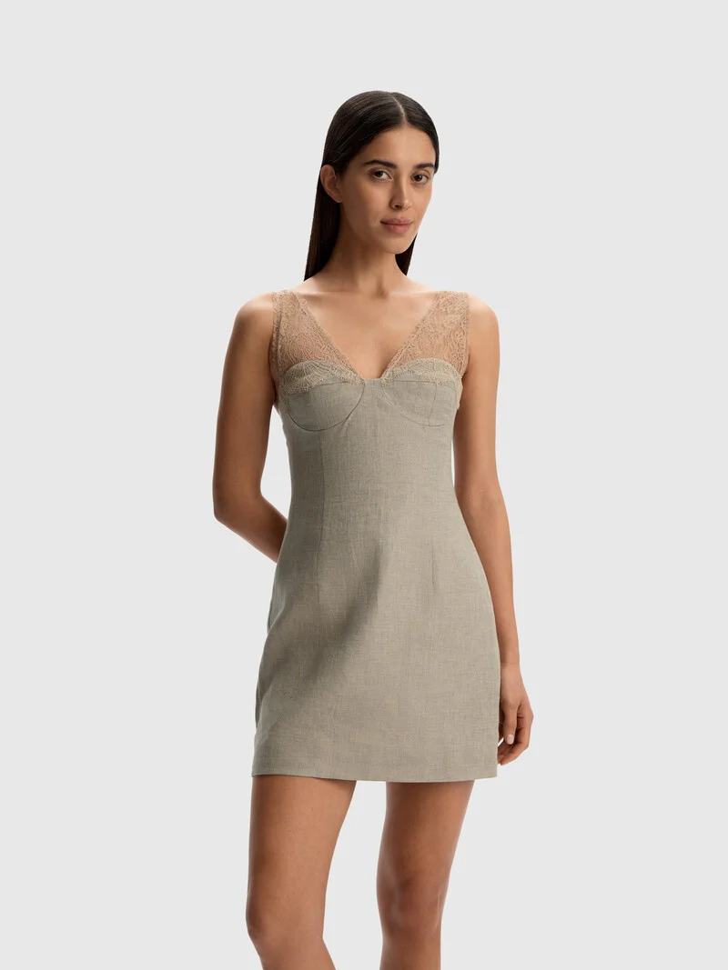 Lace-strap linen dress - Image 3