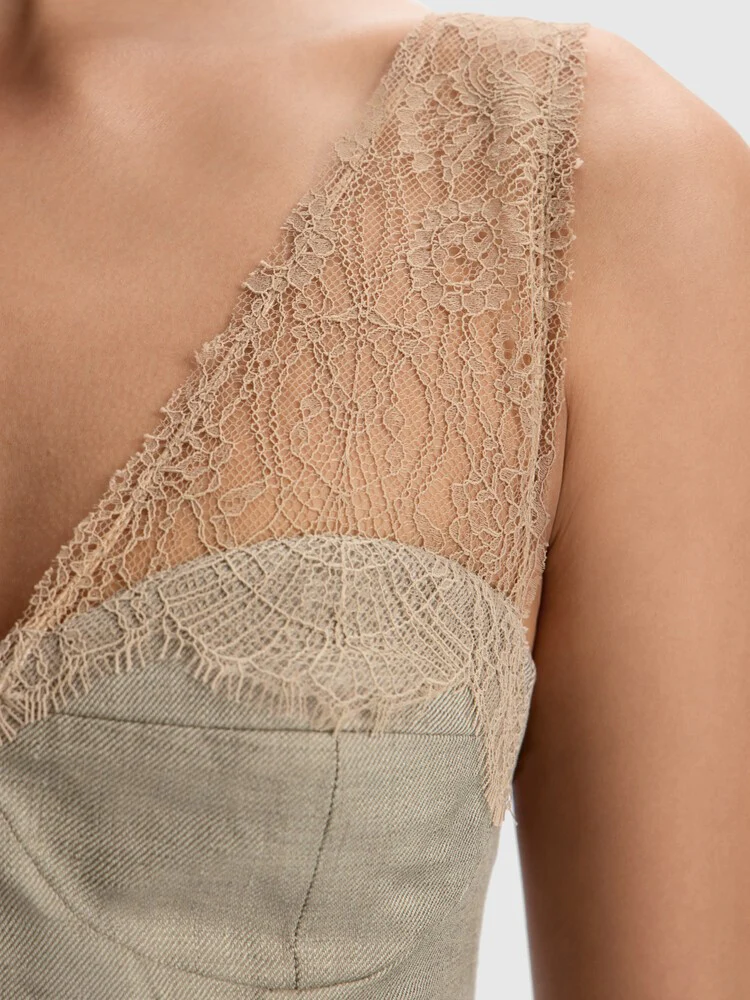 Lace-strap linen dress - Image 5