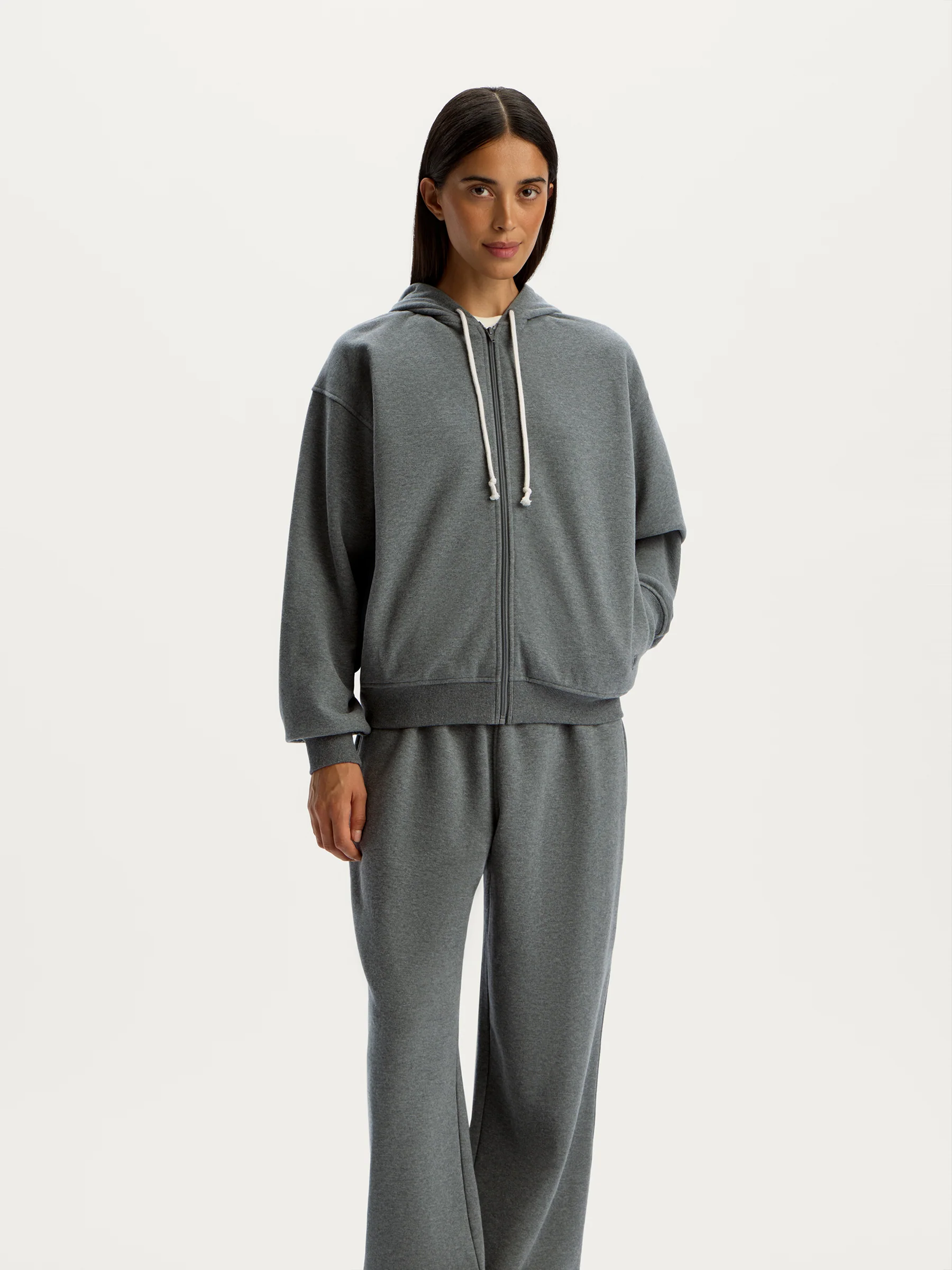 Melange terry zip hoodie