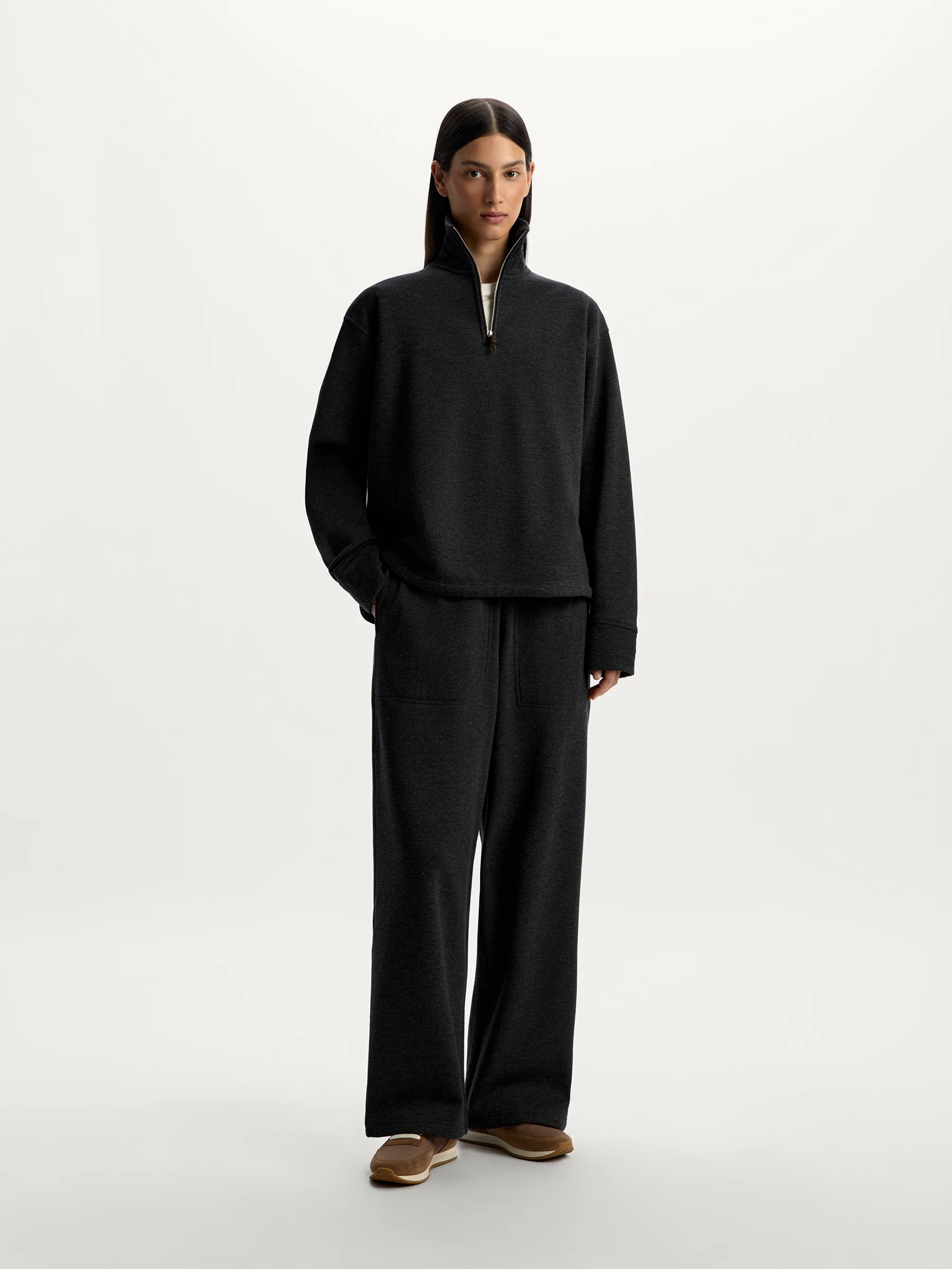 Melange wool-blend trousers