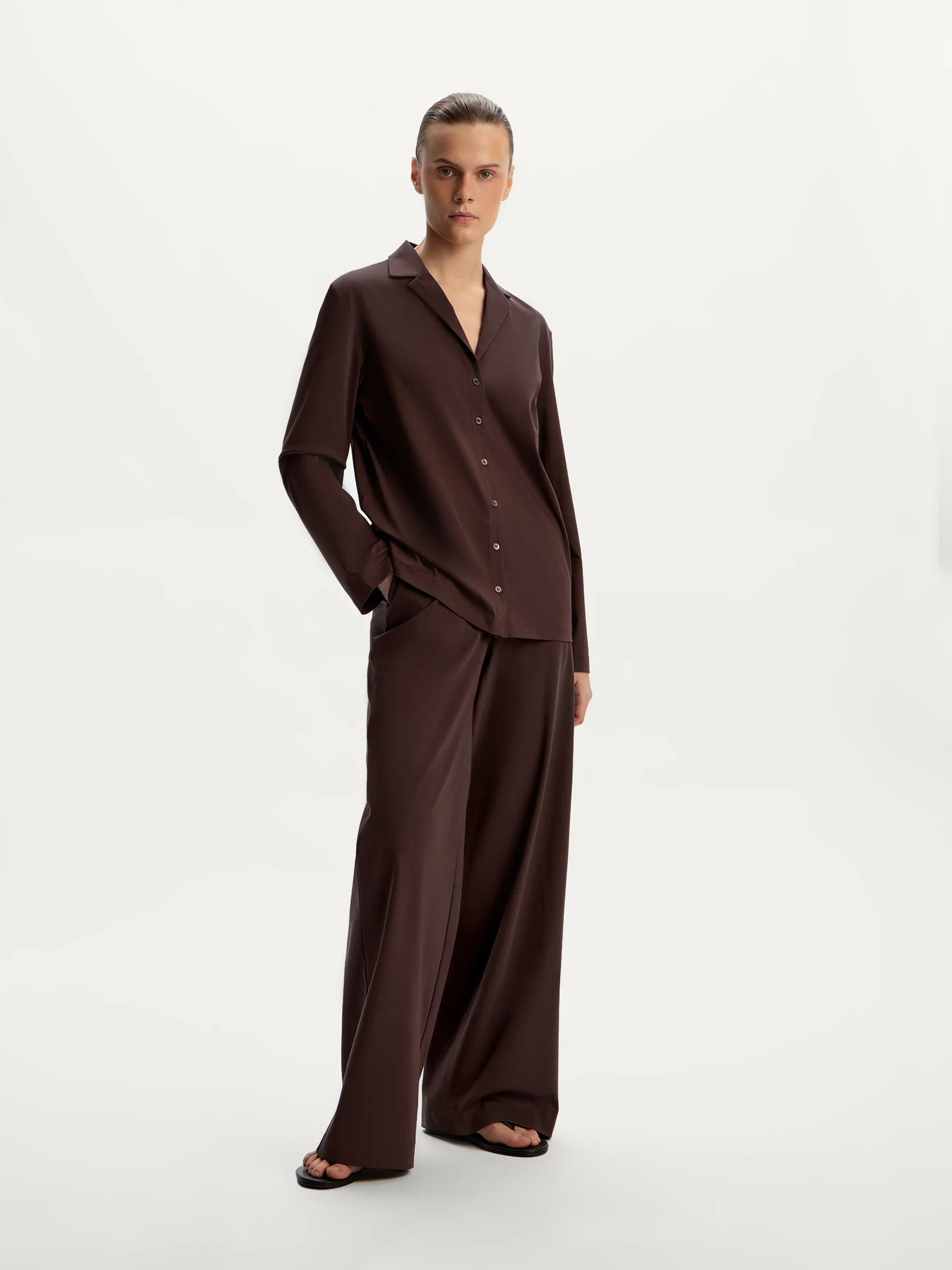 Mercerised cotton trousers