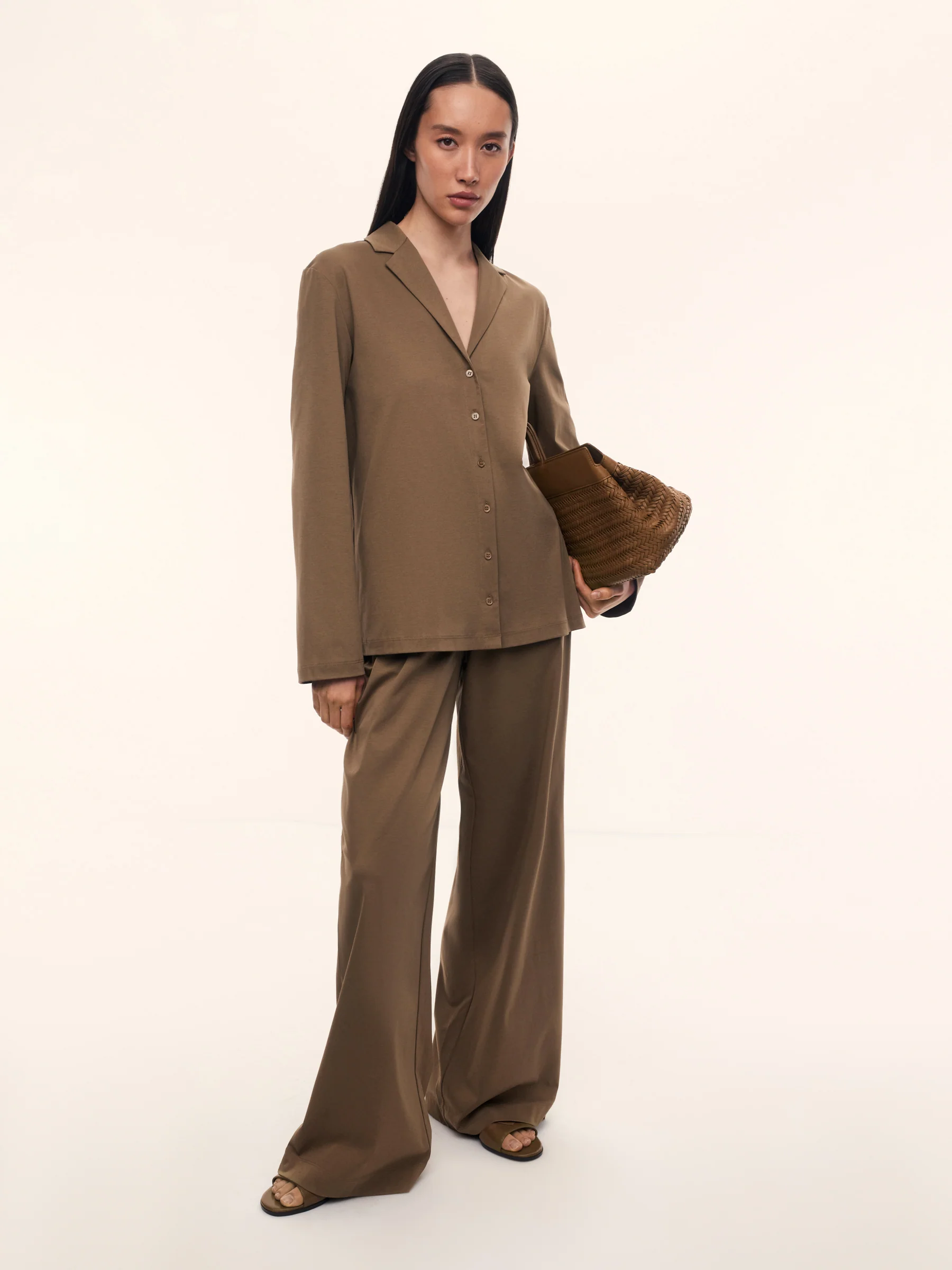 Mercerised cotton trousers