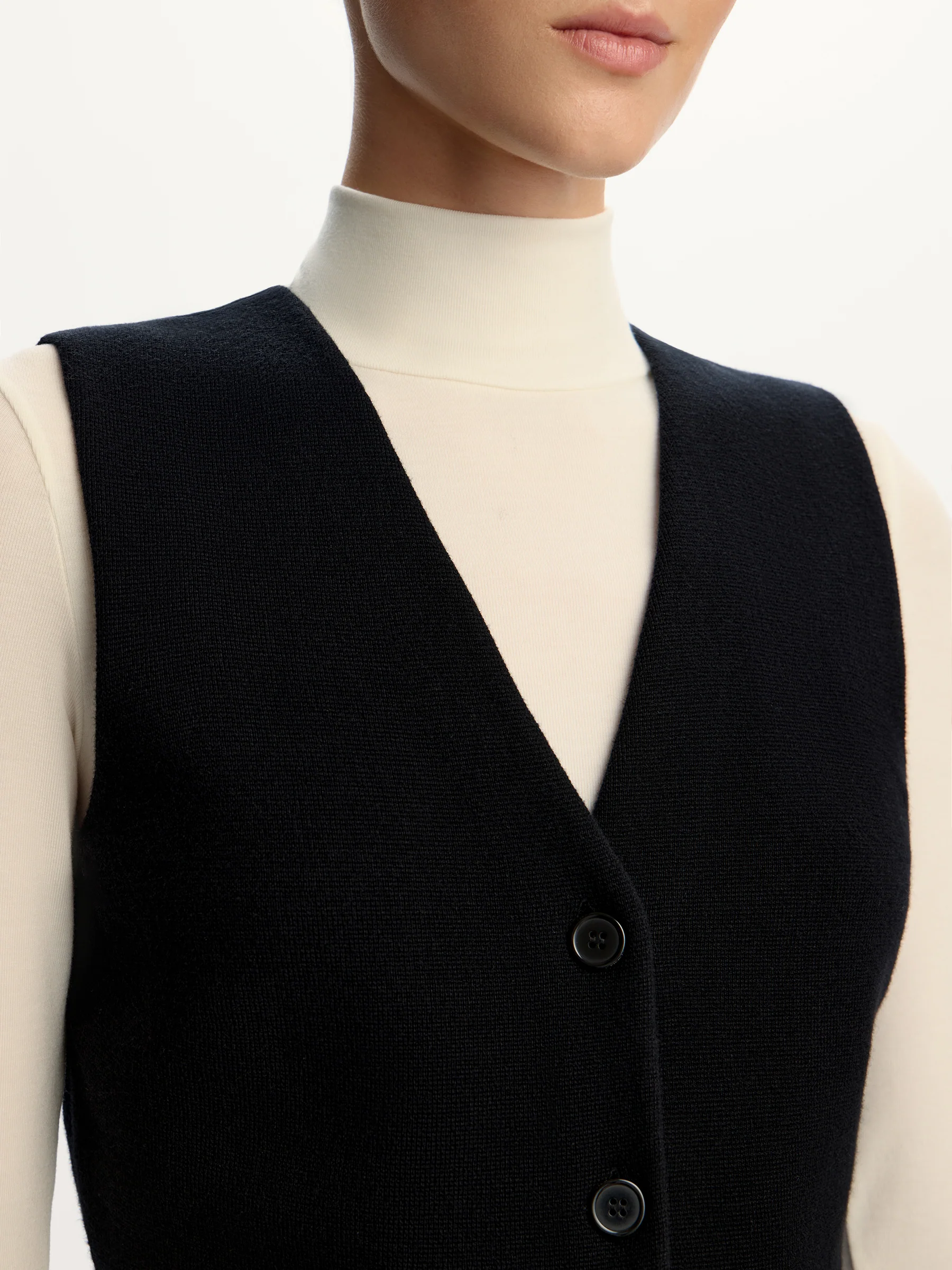 Merino-cotton knit vest - Image 4