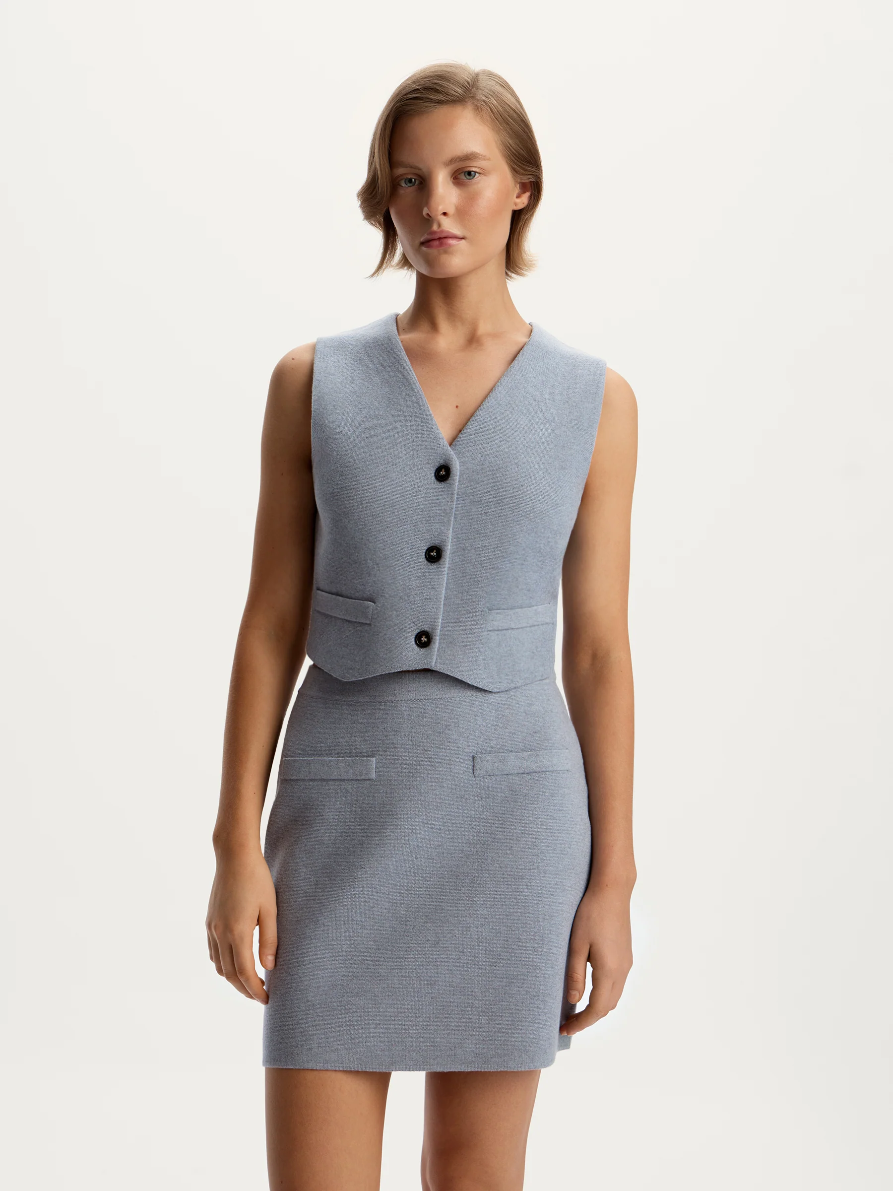 Merino-cotton knit vest