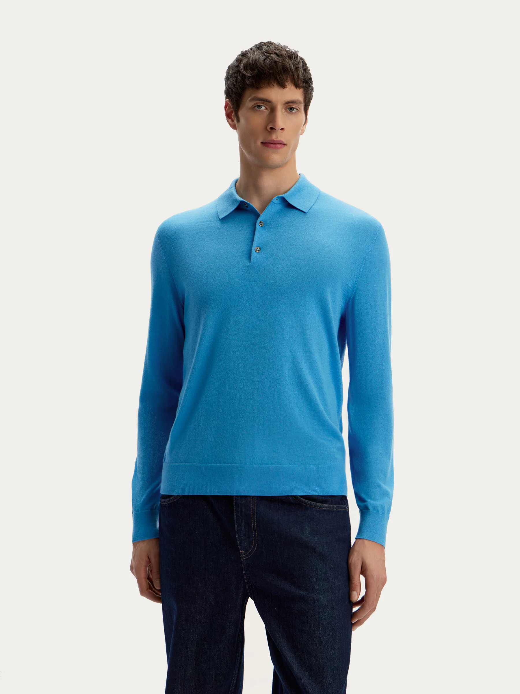 Merino-silk polo jumper