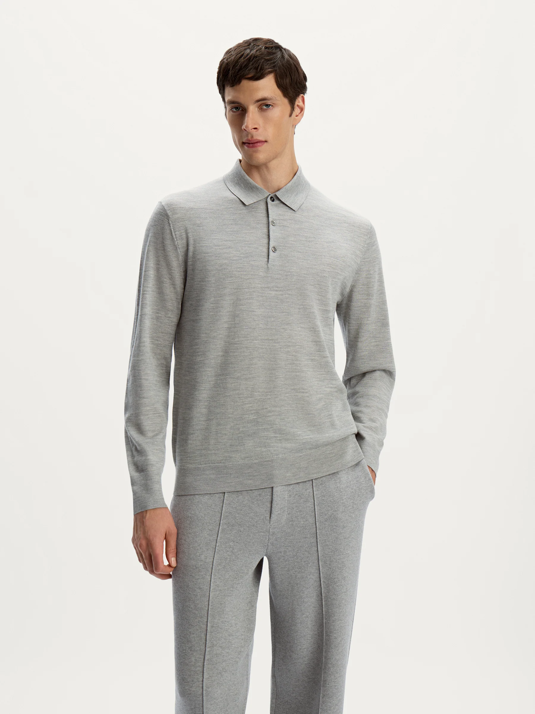 Merino-silk polo jumper