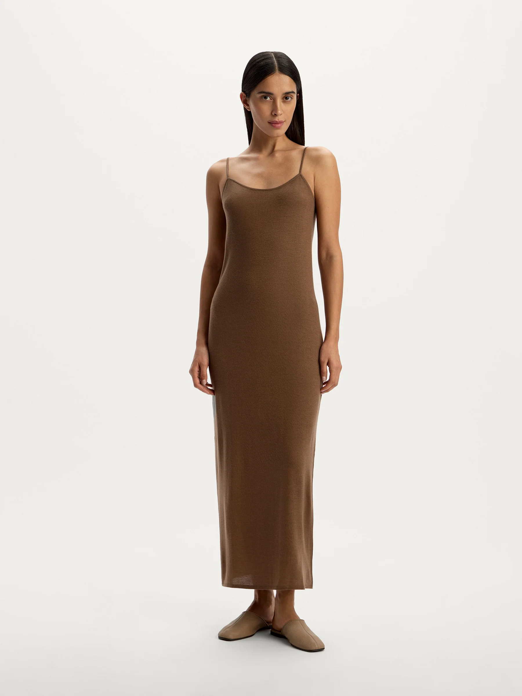 Merino-silk slip dress