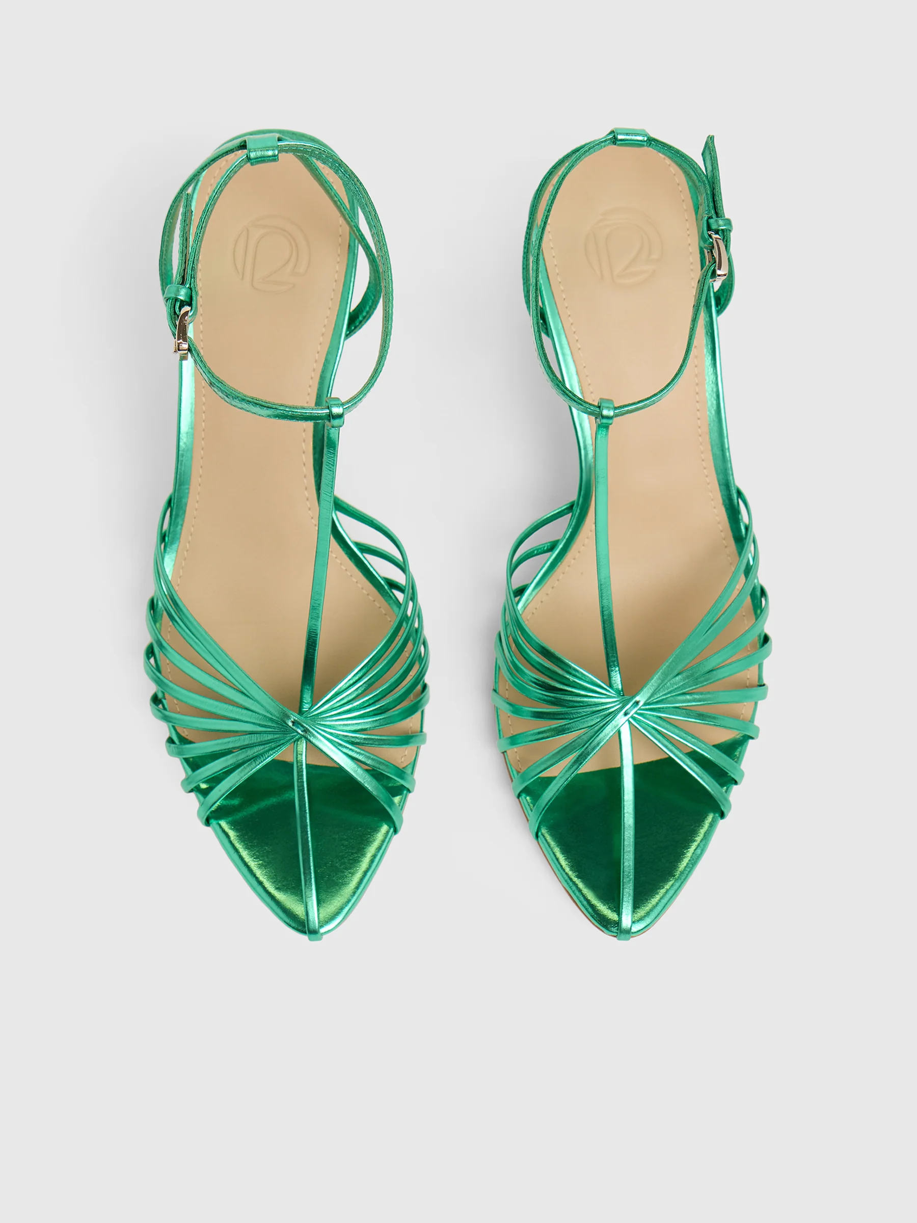 Metallic leather sandals - Image 4