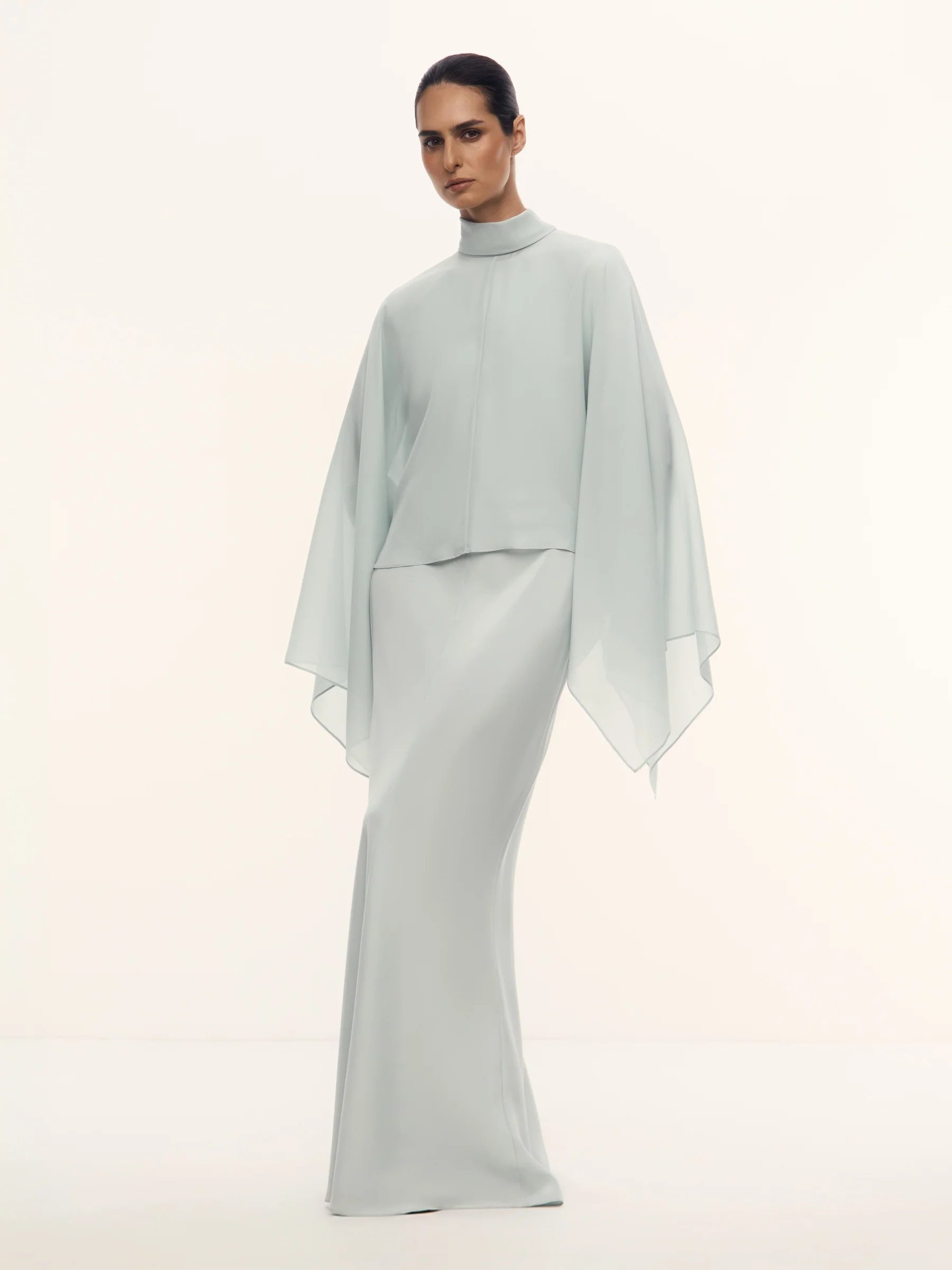 Noor silk cape dress