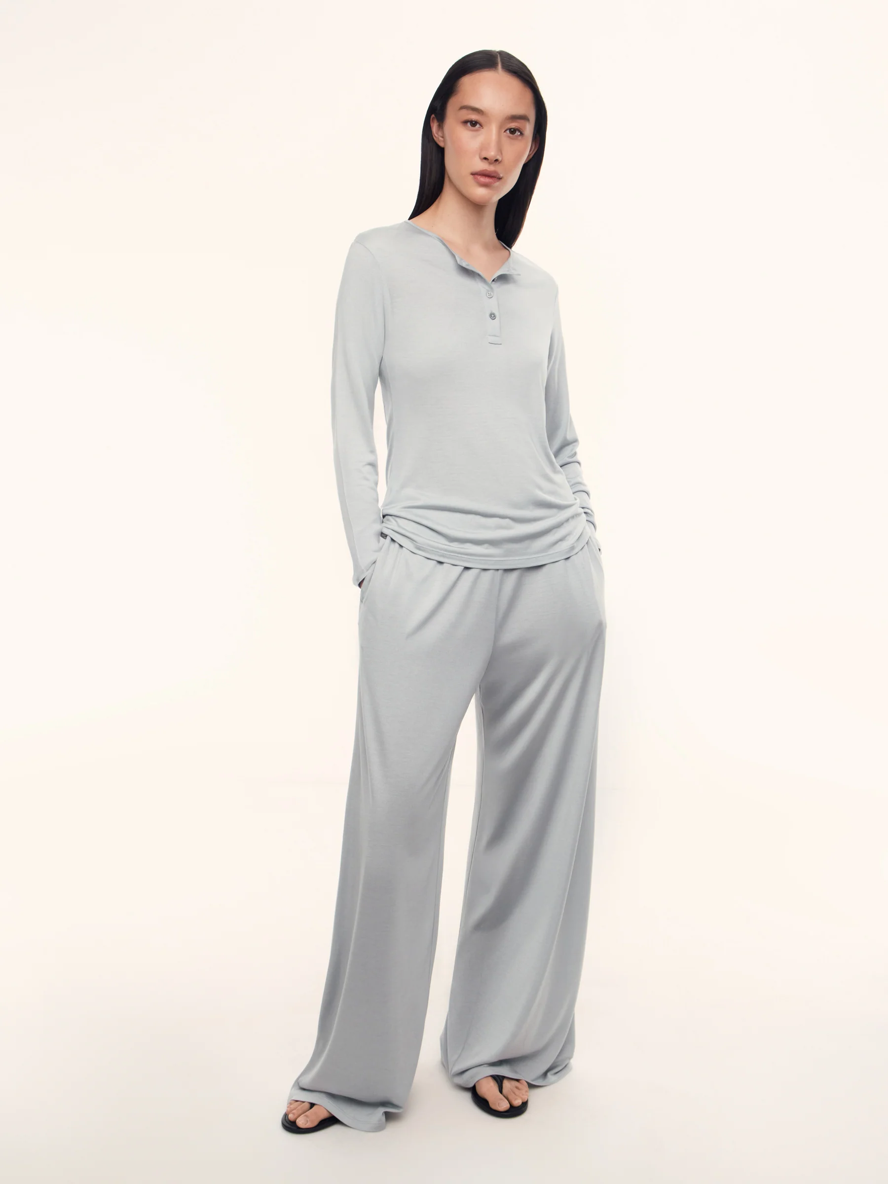 Pearl silk henley top - Image 2
