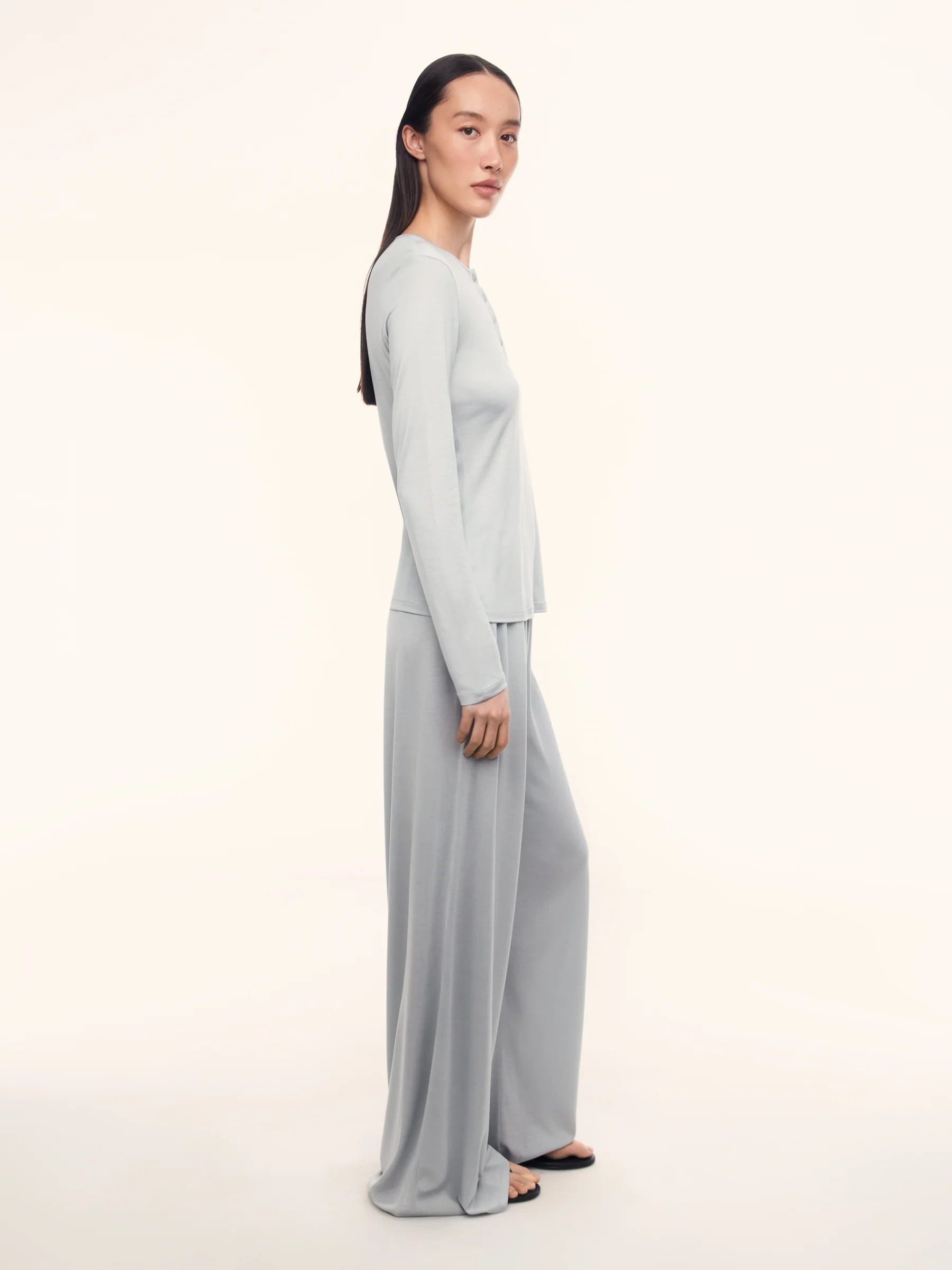 Pearl silk henley top - Image 3