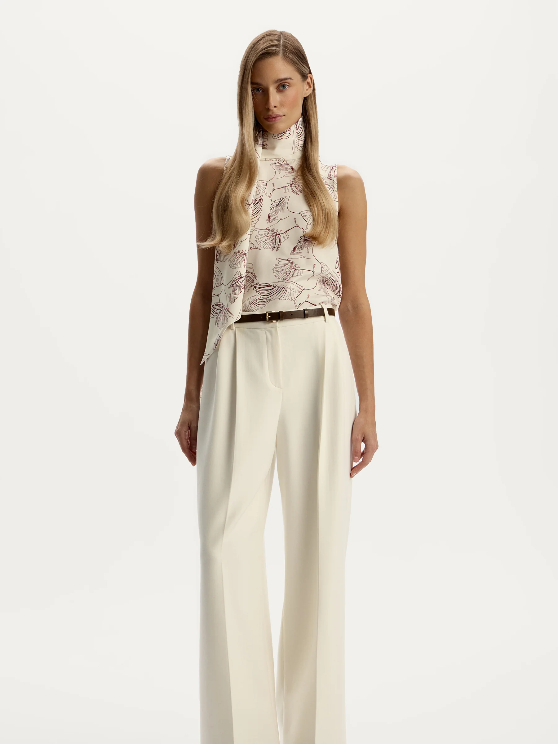 Printed silk top