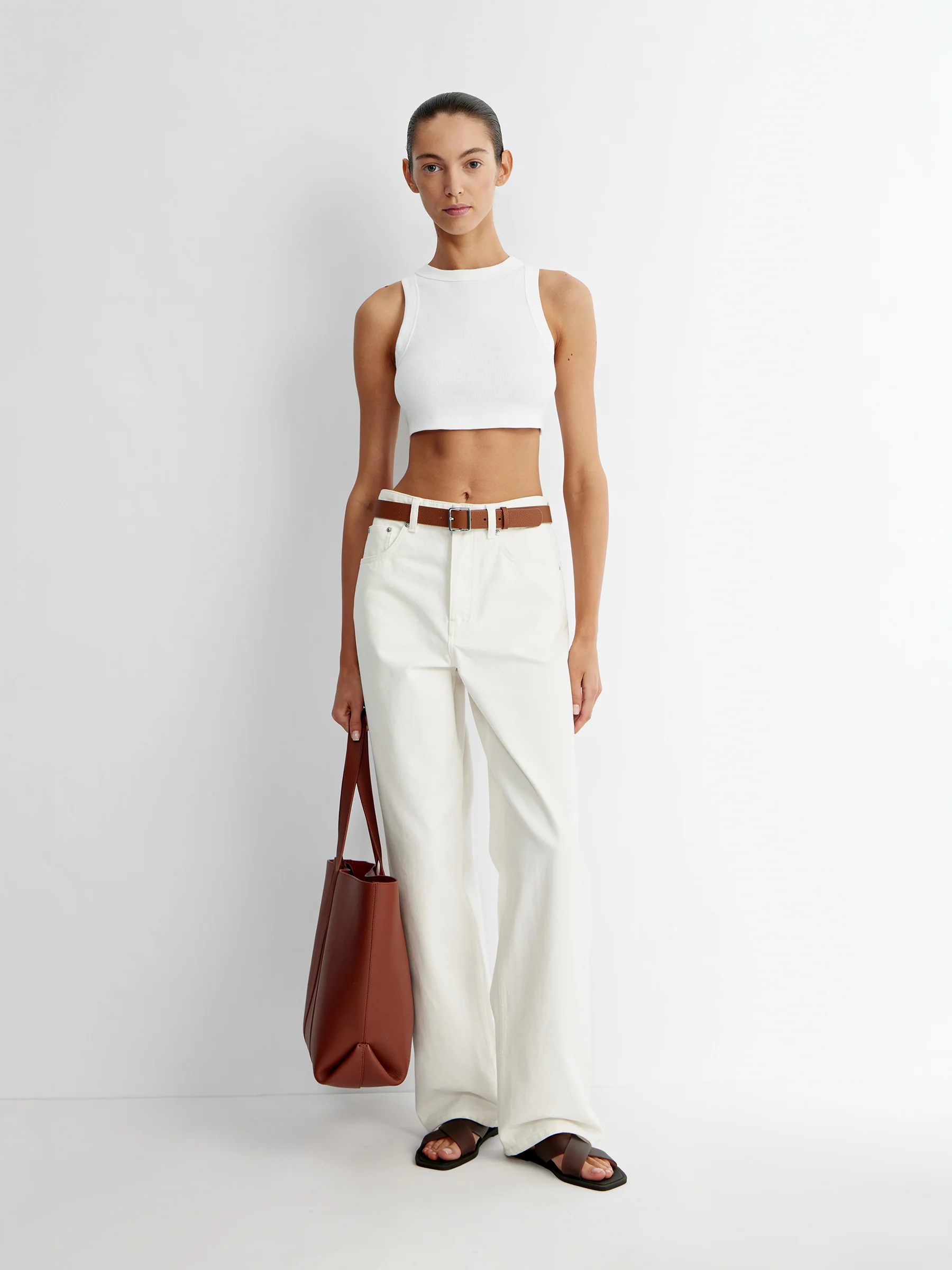 Ribbed cotton cropped top - Image 2