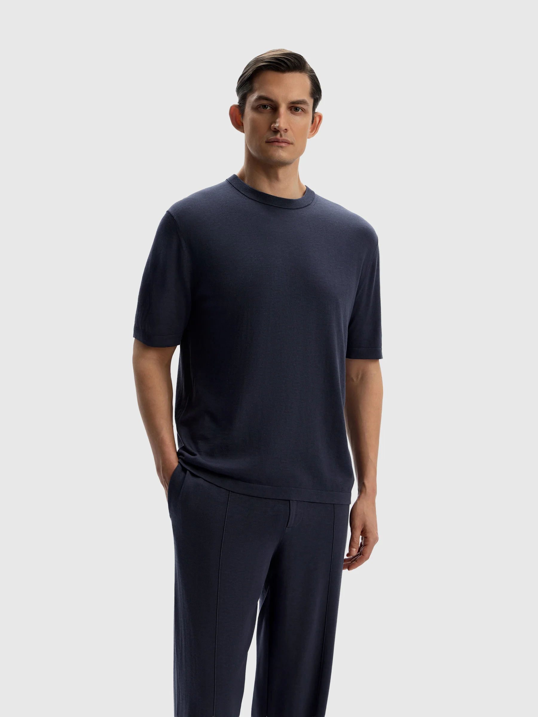 Silk-cotton knit T-shirt