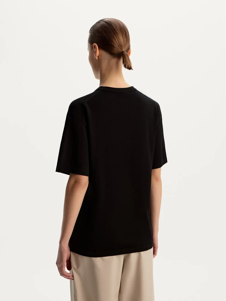Silk-cotton knit T-shirt - Image 6