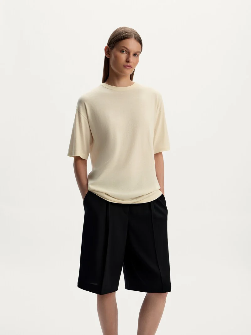 Silk-cotton knit T-shirt