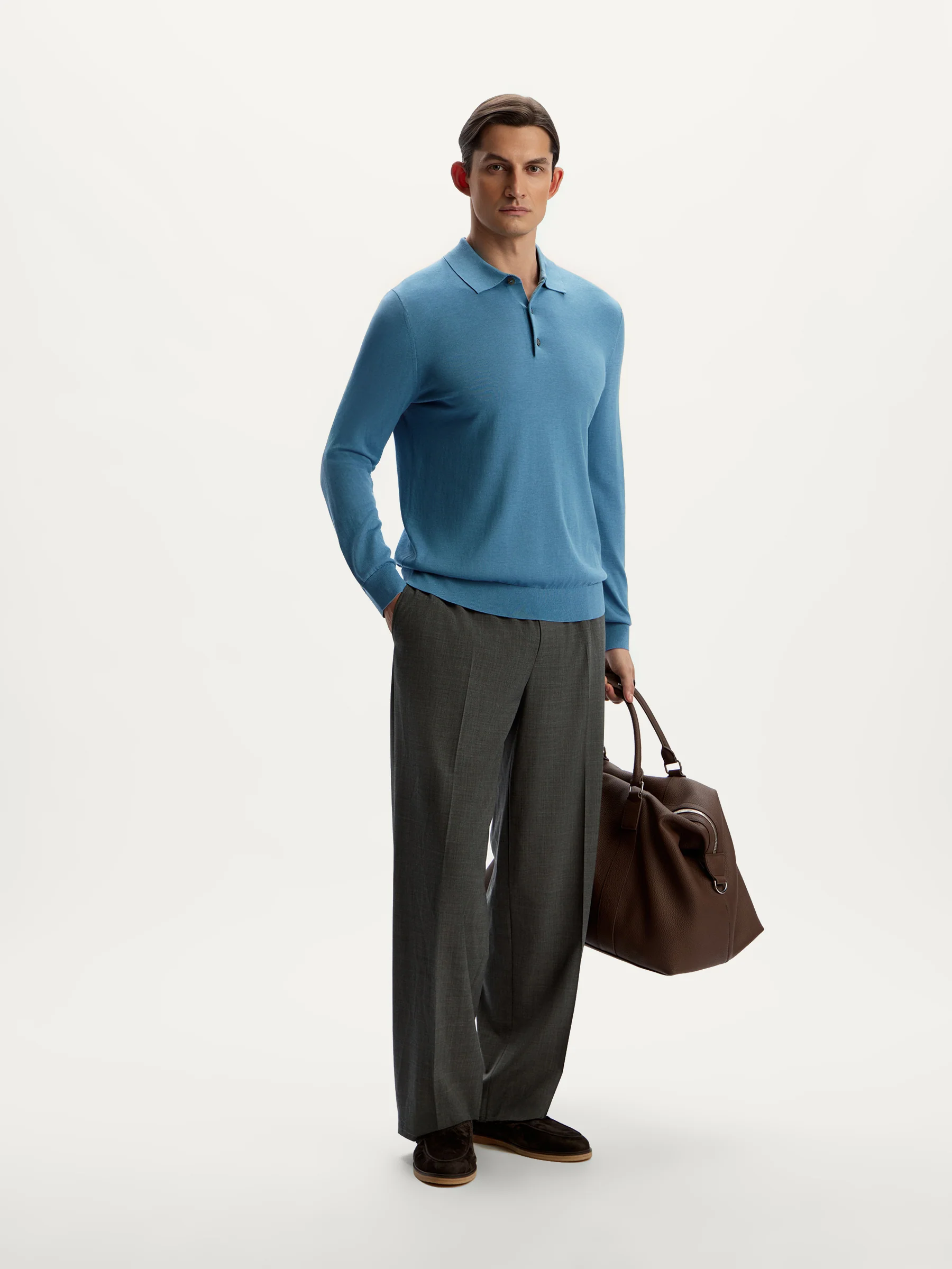 Silk-cotton polo jumper - Image 2