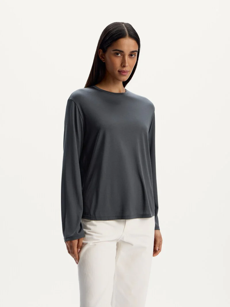 Silk jersey long-sleeve top