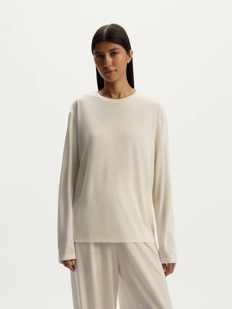 Silk jersey long-sleeve top