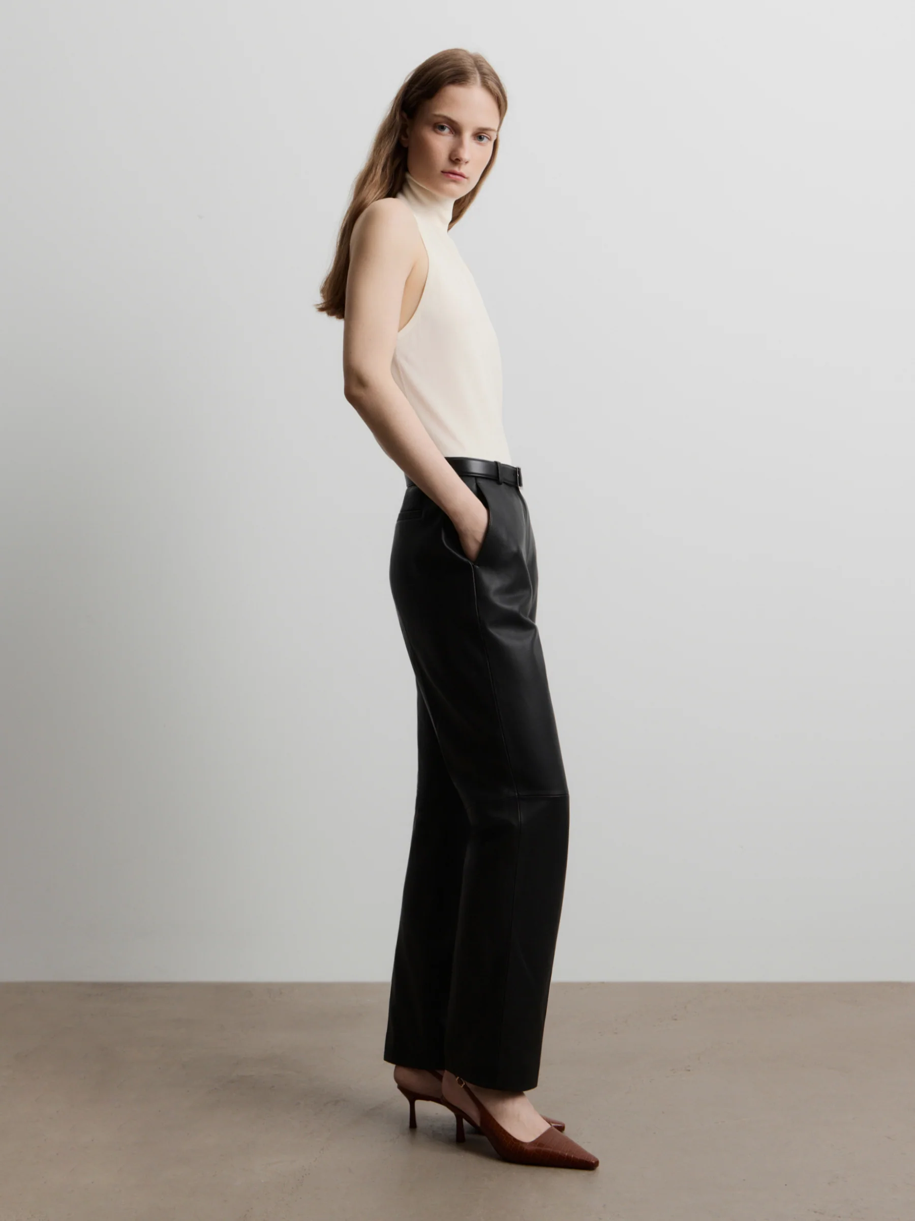 Silk knit turtleneck top - Image 3