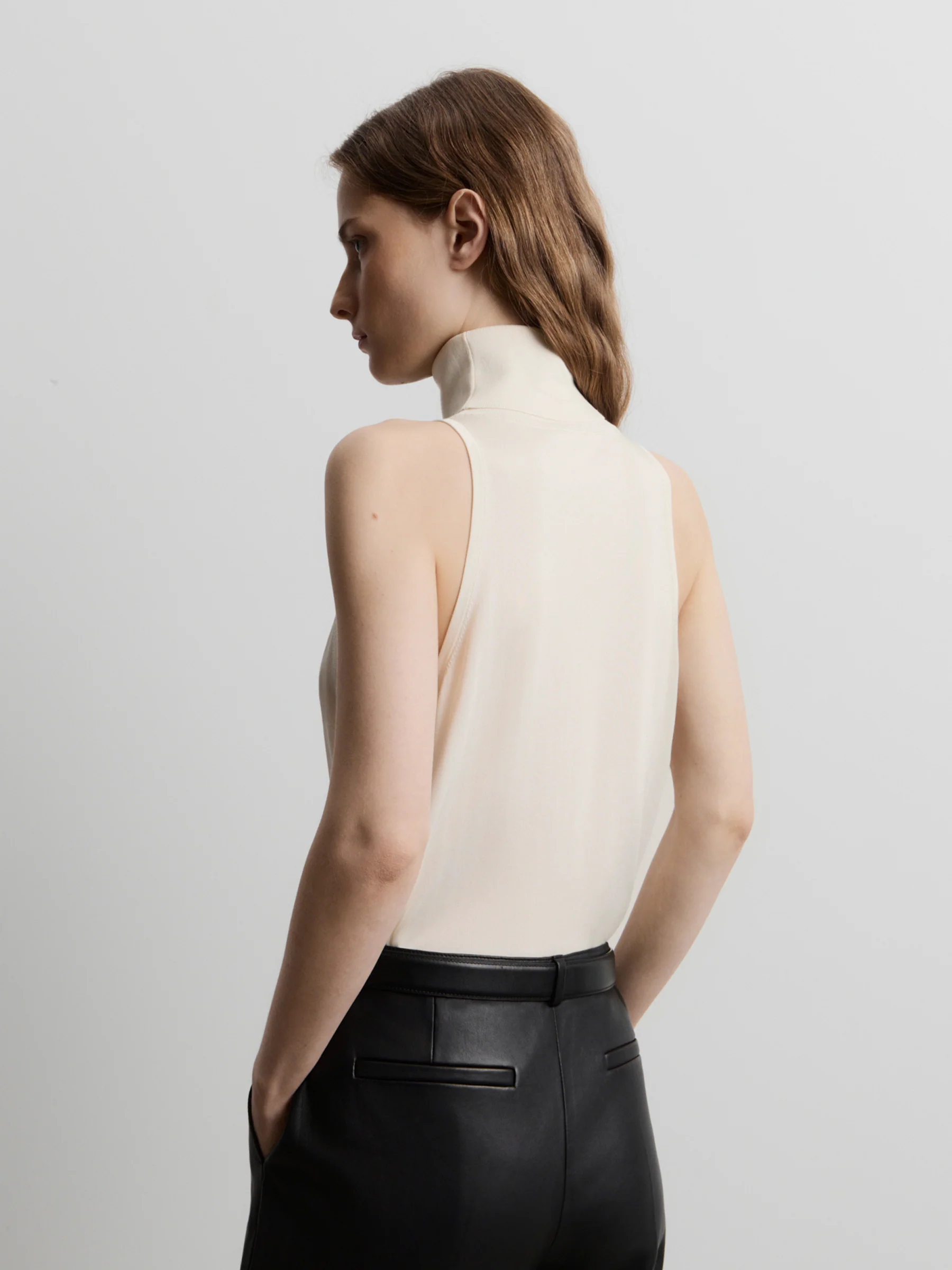 Silk knit turtleneck top - Image 5