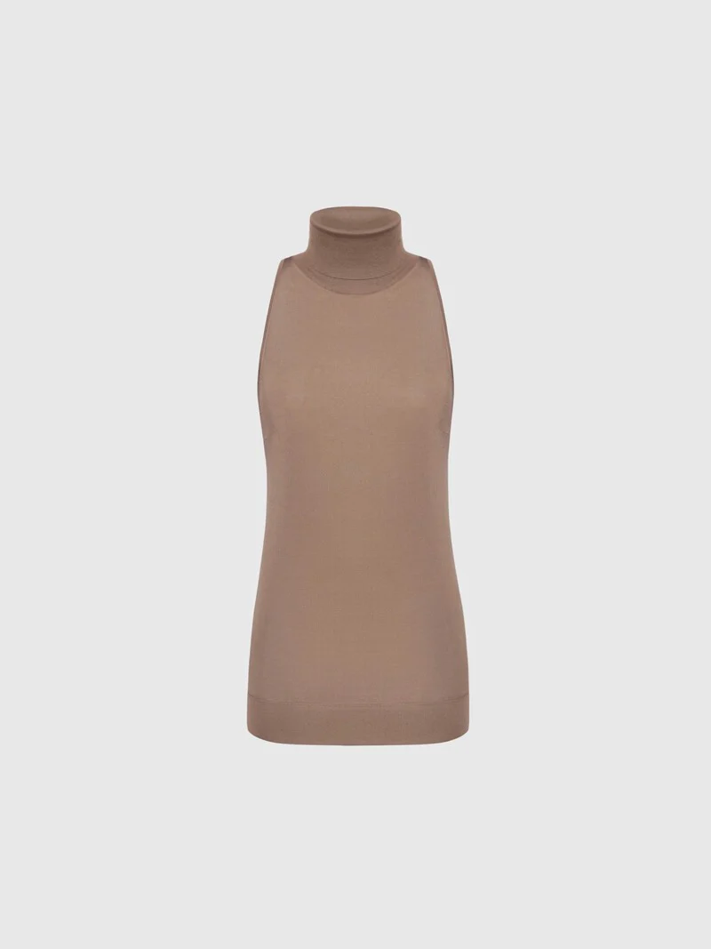 Silk knit turtleneck top - Image 5