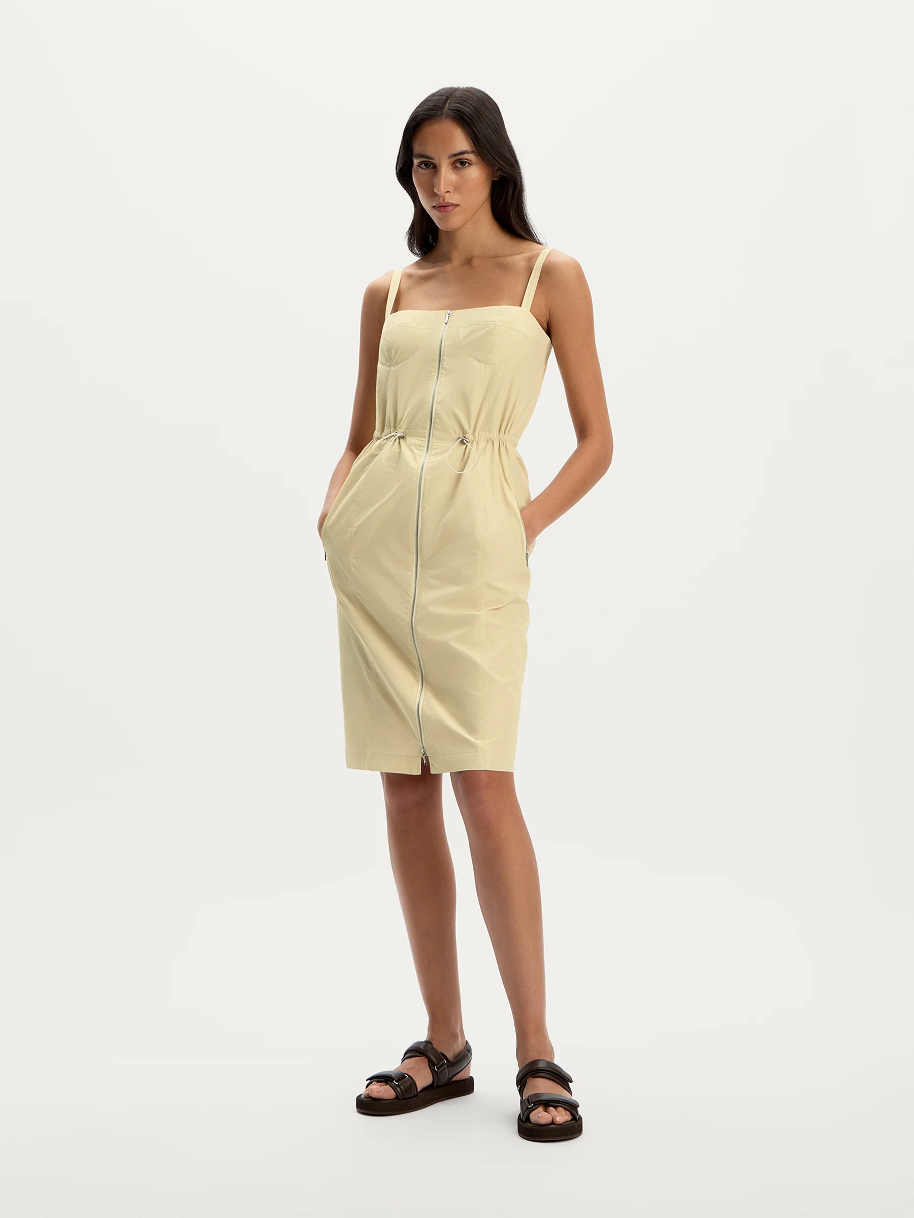 Butter yellow taffeta dress