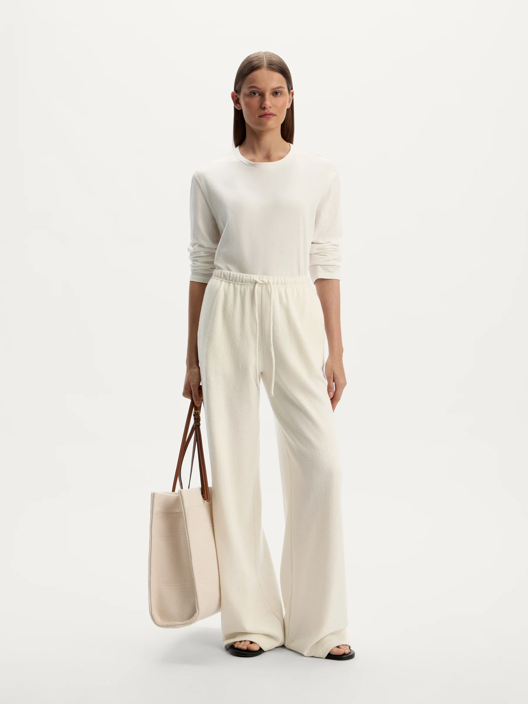 Textured cotton trousers