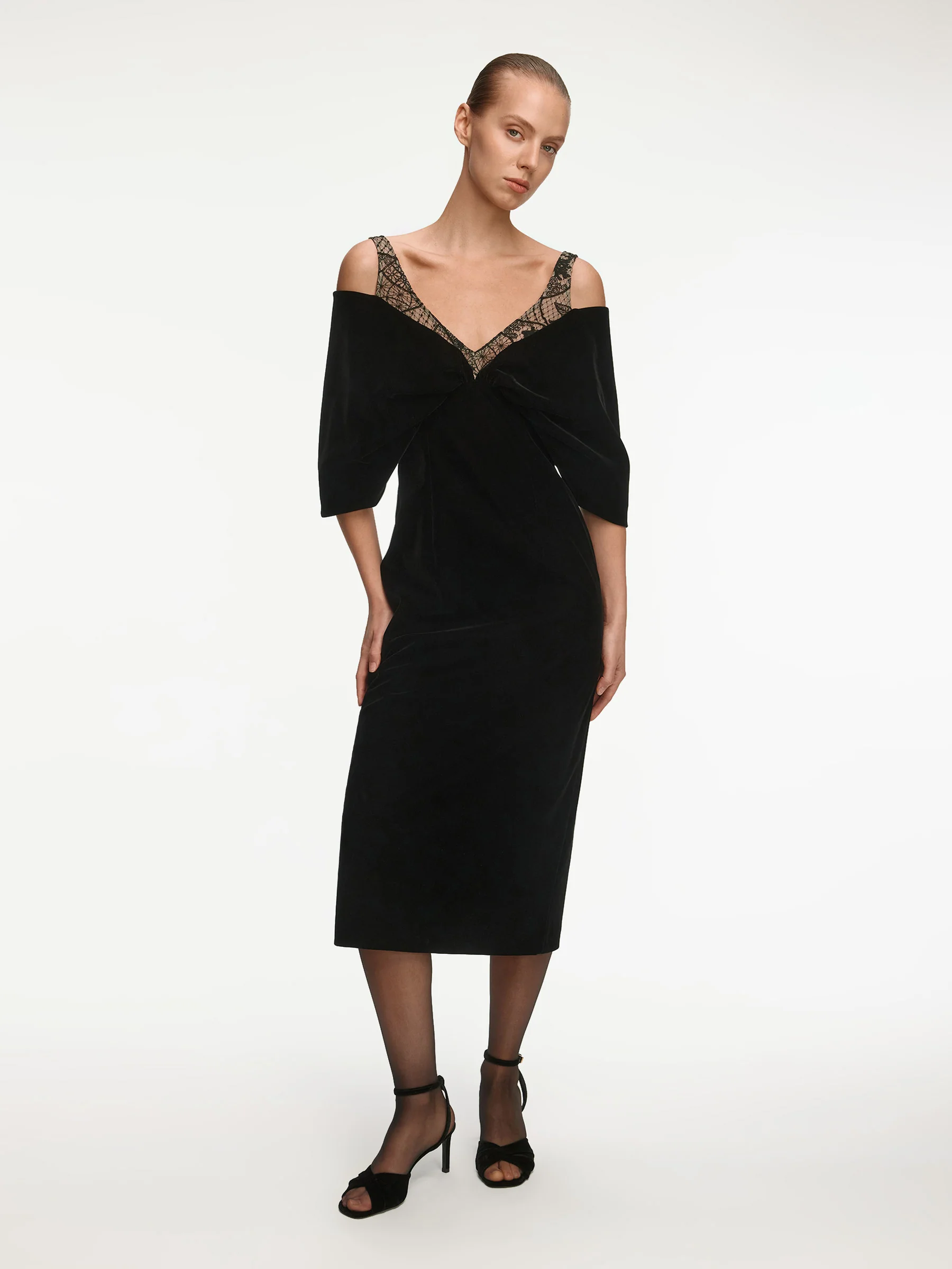 Velvet bow midi dress