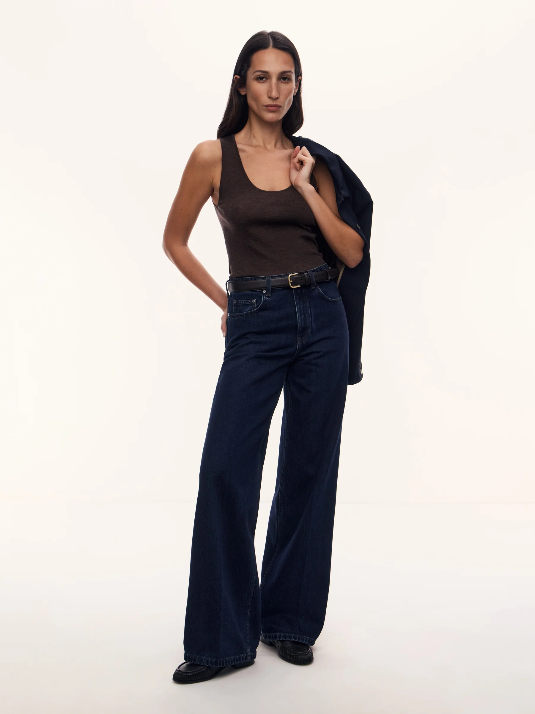 Wide leg creased jeans 415