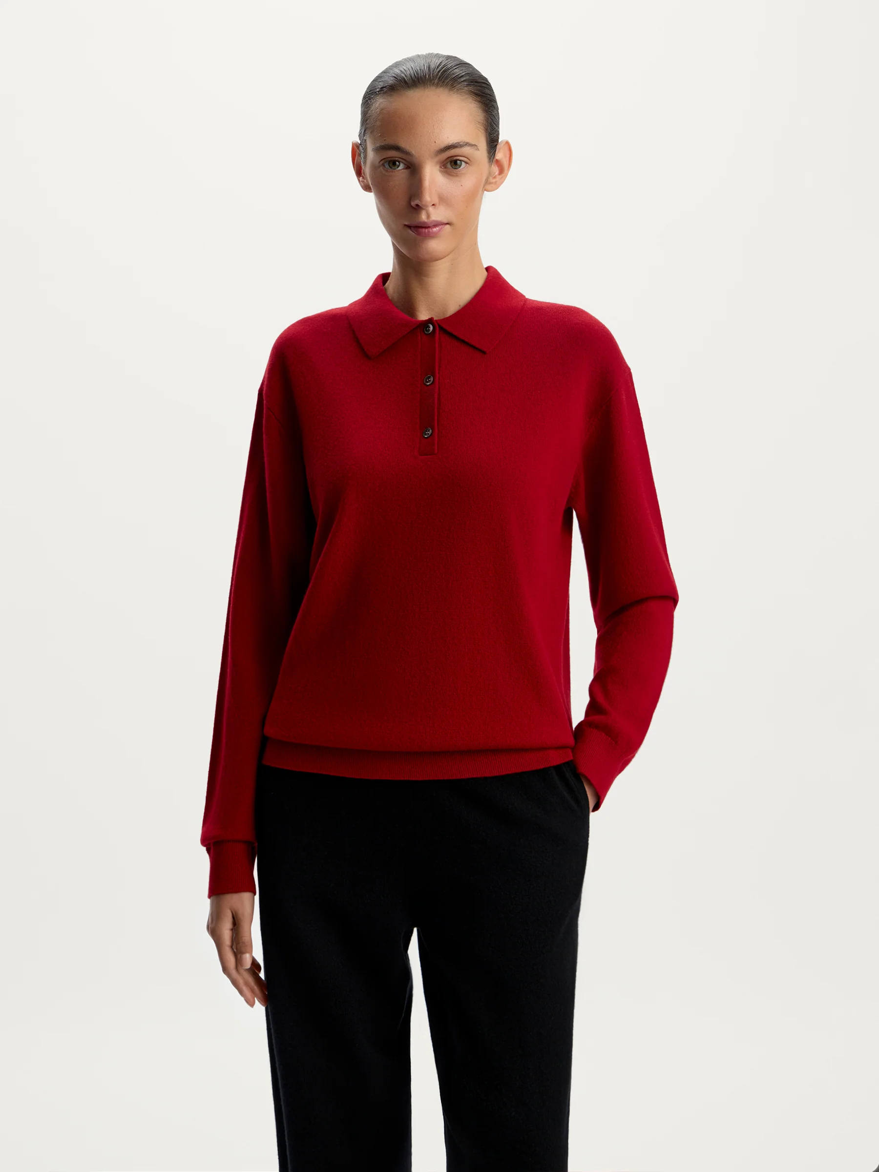 Wool-cashmere polo jumper