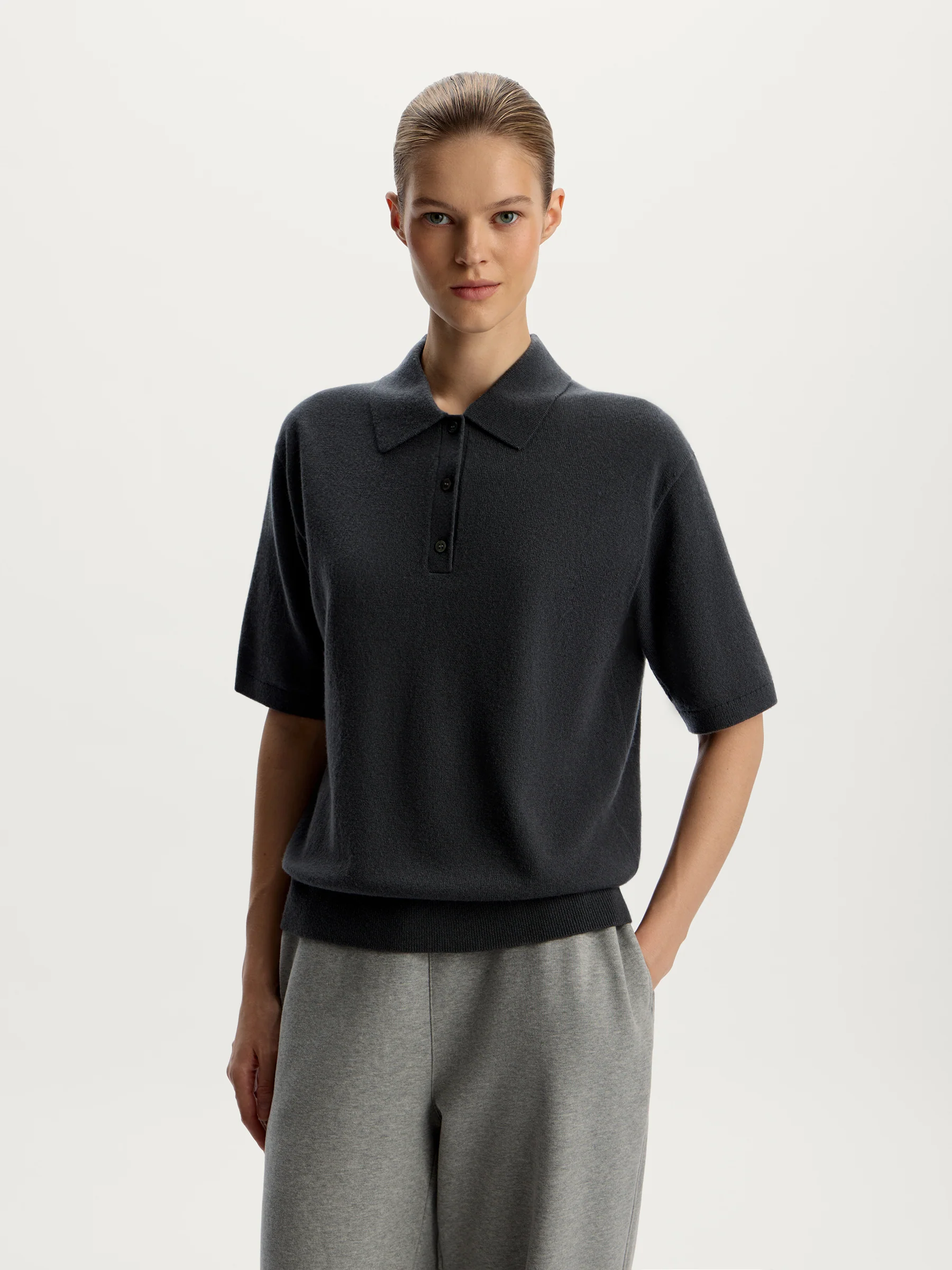 Wool-cashmere polo jumper