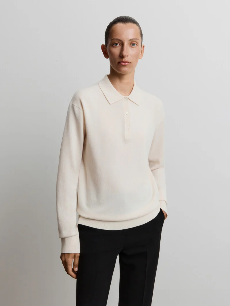 Wool-cashmere polo jumper