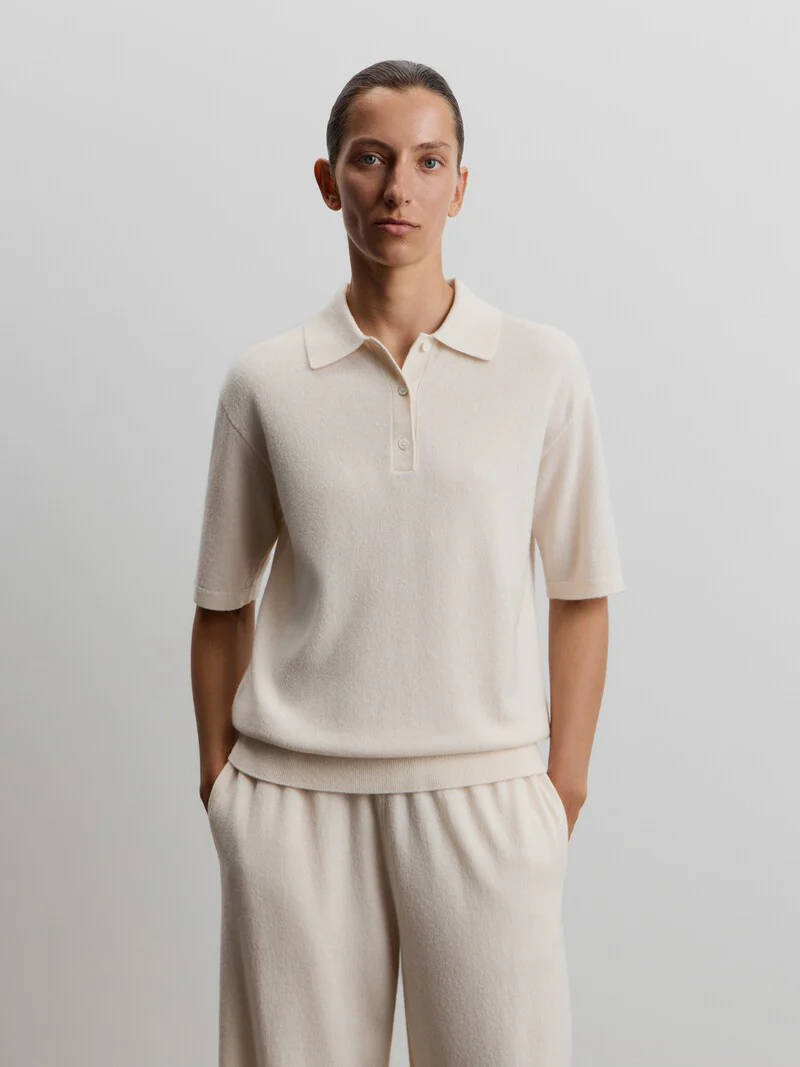 Wool-cashmere polo jumper